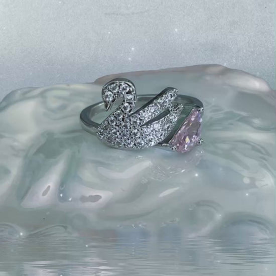 Bague Bal des cygnes décor enchanté
