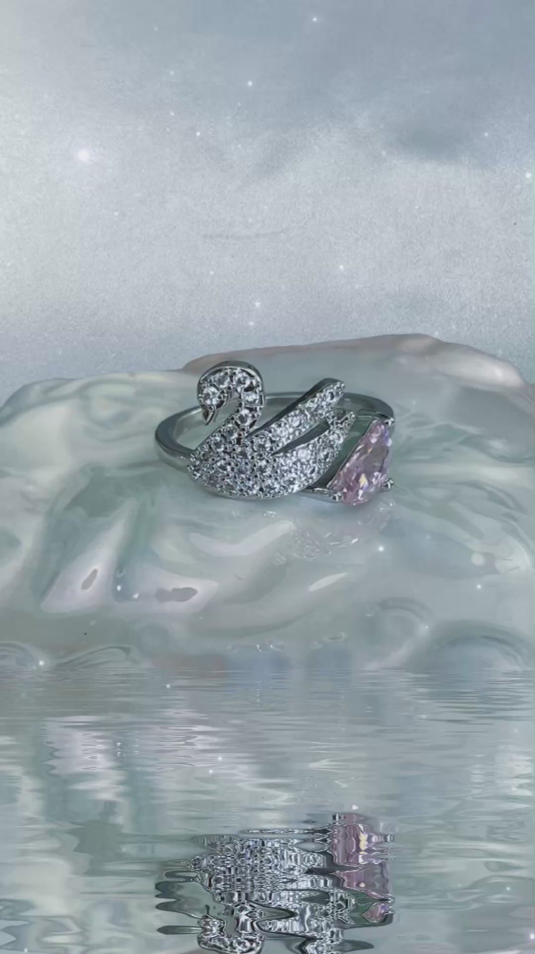 Bague Bal des cygnes décor enchanté